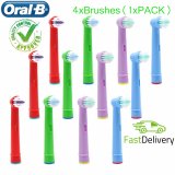 Oral-B Replacement Kids Toothbrush Heads x 4 for oral B D4510 D12013 D12013W D12523 D17525 D18 D19523 D19545 D20523 D20545 OC18 OC20 D8011 D9525 D9511 D25 D30 D32  D12, D8, D4X, D4, D17, D8011
