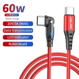 USLION PD 60W/3A USB C to USB TypeC Fast Cable For Xiaomi Samsung Macbook RED 1M