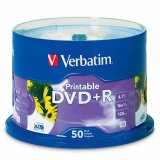 Verbatim DVD+R 4.7GB 16x White Printable 50 Pack on Spindle