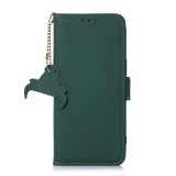 Top Quality Samsung Galaxy S22 Ultra 5G Genuine Leather Magnetic RFID Leather Phone Case((Green))