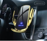 Qi 100W Wireless Fast Charging Magnetic Infrared Induction Station Phone Holder Mount for iphone Samsung etc GOLD