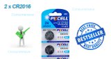 2 x PKCELL CR2016 2016 DL2016 3V Lithium Button battery