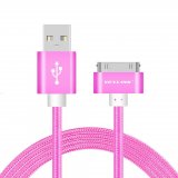 VOXLINK Nylon Braided 30 pin Fast Charger USB Cable For iphone 4s iphone 4 iphone 3GS iPad 1,2,3 iPod 3M Pink