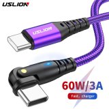 USLION PD 60W/3A USB C to USB TypeC Fast Cable For Xiaomi Samsung Macbook PURPLE 1M