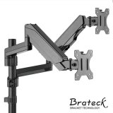 Brateck 17-32" Dual Monitor Gas Spring Stand with Clamp/Grommet Base