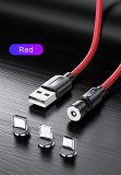 USLION 540 Rotating Magnetic USB / iPhone (8 Pin) Top Quality Cable 1M RED