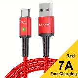 Uslion 7A 100W USB Type C Fast Charger Data Cable 1M (RED)