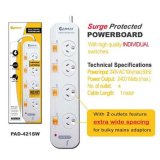 Sansai 4 Way Surge Powerboard with Individual Switches