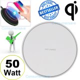 50W Fast Qi Wireless Charger Pad for iPhone 14 13 12 11 X Pro Max Samsung Galaxy S23 S22 S21 WHITE