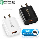 Qualcomm Quick Charge 3.0 USB Adapter - AU/NZ QC3.0 QC2.0 18W Portable Universal Wall Charger WHITE