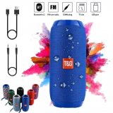 T&G Portable Bluetooth Speaker Wireless Bass Column Waterproof dustproof, shockproof Outdoor Speaker Support AUX TF USB(BLUE)