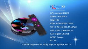 H96 Max X3 Android 9.0 Amlogic S905X3 4GB 32GB 2.4G/5G Dual WiFi USB3.0 BT4.0 8K 4K H.265 UHD Media Player w/Backlit Remote