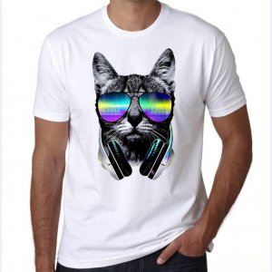 T-shirt 2017 DJ cat top quality printed men tops Medium
