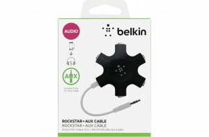 Belkin RockStar Mini-phone Splitter Audio Cable - Mini-phone Audio Cable for Audio Device, iPod, Headphone - First End: 1 x Mini-phone Male Audio - Second End: 5 x Mini-phone Female Audio - Splitter Cable - Black