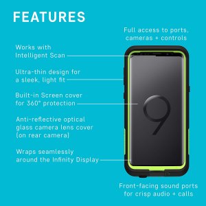 LifeProof Fre for Galaxy S9 Plus- For Smartphone - Night Lite - Water Resistant, Dirt Proof, Snow Proof, Debris Resistant, Scuff Resistant, Drop Resistant, Scratch Resistant, Shock Resistant, Drop Proof, Snow Resistant, Water Proof - 2000 mm Drop Height