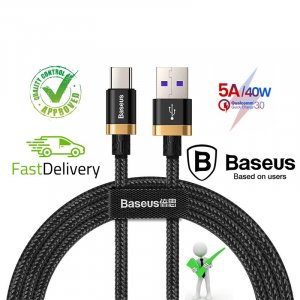 Baseus 5A USB Type C Cable For Huawei Mate 20 P30 P20 Pro Lite Samsung HTC MEIZU OPPO Xiaomi HonorMobile Phone(BLACK) 2M