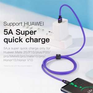 Baseus 5A USB Type C Cable For Huawei Mate 20 P30 P20 Pro Lite Samsung HTC MEIZU OPPO Xiaomi HonorMobile Phone(PURPLE) 2M