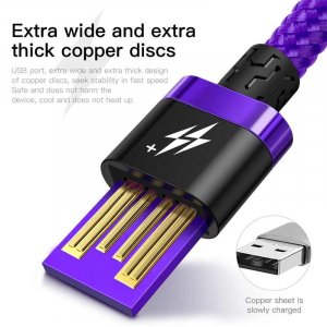 Baseus 5A USB Type C Cable For Huawei Mate 20 P30 P20 Pro Lite Samsung HTC MEIZU OPPO Xiaomi HonorMobile Phone(PURPLE) 2M