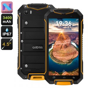 Geotel A1 Rugged Smartphone - Android 7.0, Dual-IMEI, IP67, Quad-Core CPU, 4.5 Inch Display, 3400mAh, 8MP Camera (Orange)