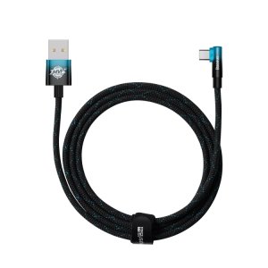 Baseus MVP Series 2 100W USB to USB-C / Type-C Mobile Game Elbow Fast Charge Data Cable, Length:2m(Black Blue)