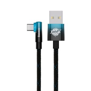 Baseus MVP Series 2 100W USB to USB-C / Type-C Mobile Game Elbow Fast Charge Data Cable, Length:2m(Black Blue)