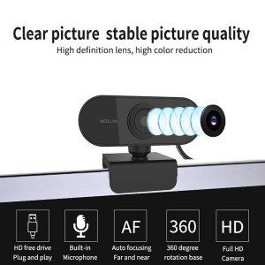Full HD 1080P Webcam USB Mini Computer Camera Built-in Microphone, Flexible Rotatable , for Laptops, Desktop Webcam Camera