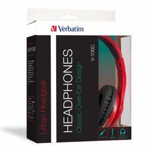 Verbatim Classic Stereo Headphones with Microphone Red