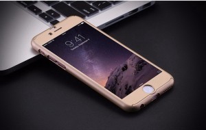 Luxury 360 Degree Full Body Protection Cover Case With Tempered Glass For iphone 6, 6s Case (GOLD)