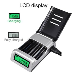 Smart Intelligent Battery Charger LCD Display For AA / AAA NiCd NiMh x 4 Rechargeable Batteries
