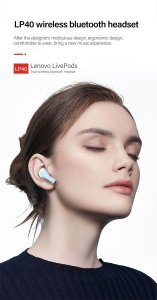 Lenovo LP40 Pro TWS Earphone Bluetooth 5.1 Wireless IPX5 Waterproof Headphones (Purple)
