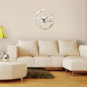 3D Quartz Wall clock DIY Silver