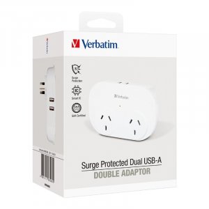 Verbatim Dual Plug Wall Adapter with Dual USB Surge Protected