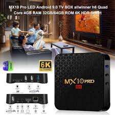MX10 Pro TV Box Android 9.0 OS Kodi 18.1 4GB 64GB Allwinner H6 Quad Core 2.4G WiFi 6K USB 3.0 Smart Media Player + Qwerty Backlit Keyboard