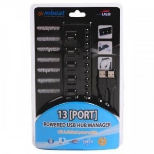mbeat 13 Port USB 2.0 Hub with Individual Switches and Power Adapter