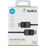 Belkin HDMI A/V Cable with Ethernet - HDMI for TV, Audio/Video Device, Satellite Receiver, MacBook - 1.80 m - 1 Pack - HDMI Male Digital Audio/Video - HDMI Male Digital Audio/Video - Gold-plated Contacts - Black