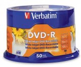 Verbatim DVD-R 4.7GB 16x White Printable 50 Pack on Spindle