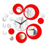 3D Quartz Wall clock DIY Circles Red