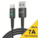 Uslion 7A 100W USB Type C Fast Charger Data Cable 2M (BLACK)