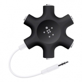 Belkin RockStar Mini-phone Splitter Audio Cable - Mini-phone Audio Cable for Audio Device, iPod, Headphone - First End: 1 x Mini-phone Male Audio - Second End: 5 x Mini-phone Female Audio - Splitter Cable - Black