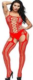 Sexy lingerie Teddies Bodysuits hot Erotic lingerie open crotch elasticity mesh body stockings RED