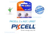 PKCELL x 2 AG7 Coin Cells AG7 1.5V Lithium Button Battery LR927 LR57 SR927W 399 GR927 395A Alkaline Batteries