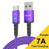 Uslion 7A 100W USB Type C Fast Charger Data Cable 2M (Purple)