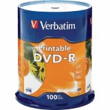 Verbatim DVD-R 4.7GB 16x White Printable 100 Pack on Spindle