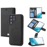 Dolisma Samsung Galaxy S22 Ultra 5G Litchi Texture Magnetic Detachable Wallet Leather Phone Case(Black)