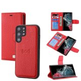 Dolisma Samsung Galaxy S22 5G Litchi Texture Magnetic Detachable Wallet Leather Phone Case(RED)