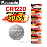 PANASONIC 5 Pcs CR1220 3V CELL BATTERY ECR1220 DL1220 LM1220 KCR1220 HIGH QUALITY