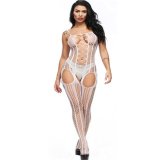 Sexy lingerie Teddies Bodysuits hot Erotic lingerie open crotch elasticity mesh body stockings White