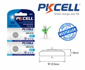 PKCELL 2 x CR1216 Button Batteries 1216, DL1216, BR1216, ECR1216, 5034LC, LM1216 Cell Coin Lithium Battery