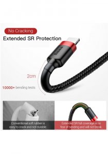 Baseus USB Cable For iPhone 13 12 11 X 8 7 6 6s Plus 5 5S SE iPad Pro Charger 1M(BLACK & RED)