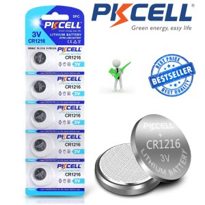 PKCELL 5 x CR1216 Button Batteries 1216, DL1216, BR1216, ECR1216, 5034LC, LM1216 Cell Coin Lithium Battery
